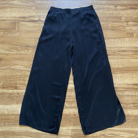 Lunya Black 100% Washable Silk Pajama Pants Short Sleeve Set Oversized Large - Picture 5 of 16